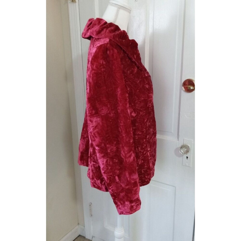 ROAMAN'S Women's Fully Lined 3 Button Velour Blazer (Size 14W) CHERRY ~ NEW!!! - Picture 3 of 6